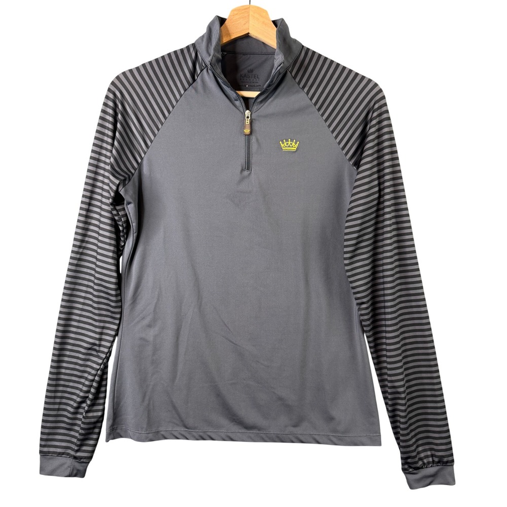 Kastel Denmark Charlotte Womens Small Gray Striped 1/4 Zip Sun Shirt Pullover